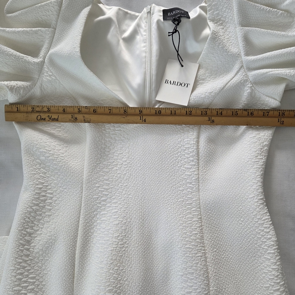 Bardot White Midi Dress with Puff Sleeves - Picture 11 of 11